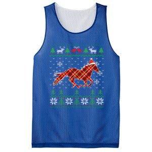 Plaid Race Horse Santa Hat Rancher Equestrian Ugly Christmas Cute Gift Mesh Reversible Basketball Jersey Tank