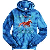 Plaid Race Horse Santa Hat Rancher Equestrian Ugly Christmas Cute Gift Tie Dye Hoodie