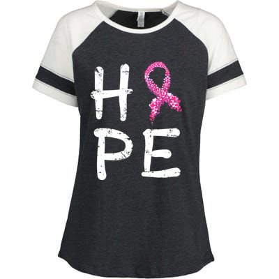 Pink Ribbon Hope Awareness Breast Cancer Survivor Funny Gift Meaningful Gift Enza Ladies Jersey Colorblock Tee