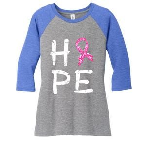 Pink Ribbon Hope Awareness Breast Cancer Survivor Funny Gift Meaningful Gift Women's Tri-Blend 3/4-Sleeve Raglan Shirt