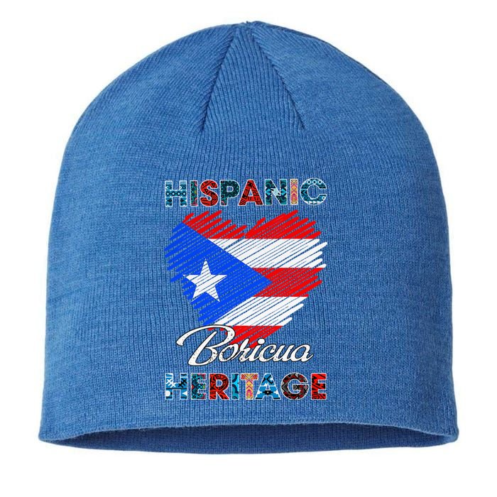 Puerto Rican Hispanic Heritage Boricua Puerto Rico Flag Sustainable Beanie