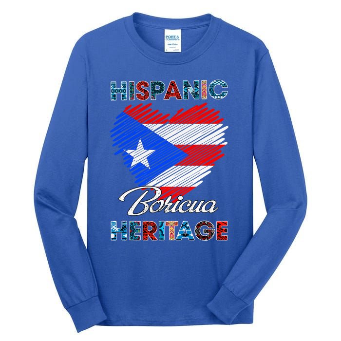 Puerto Rican Hispanic Heritage Boricua Puerto Rico Flag Tall Long Sleeve T-Shirt