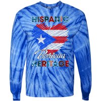 Puerto Rican Hispanic Heritage Boricua Puerto Rico Flag Tie-Dye Long Sleeve Shirt