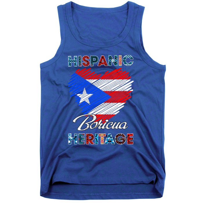 Puerto Rican Hispanic Heritage Boricua Puerto Rico Flag Tank Top