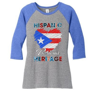 Puerto Rican Hispanic Heritage Boricua Puerto Rico Flag Women's Tri-Blend 3/4-Sleeve Raglan Shirt