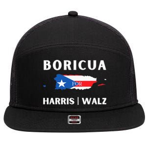 Puerto Ricans Harris 2024 Boricua For Harris Waltz 7 Panel Mesh Trucker Snapback Hat