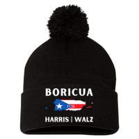 Puerto Ricans Harris 2024 Boricua For Harris Waltz Pom Pom 12in Knit Beanie