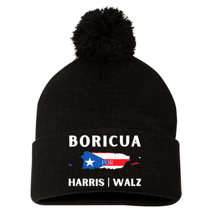 Puerto Ricans Harris 2024 Boricua For Harris Waltz Pom Pom 12in Knit Beanie