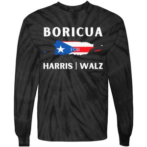 Puerto Ricans Harris 2024 Boricua For Harris Waltz Tie-Dye Long Sleeve Shirt