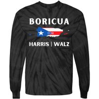 Puerto Ricans Harris 2024 Boricua For Harris Waltz Tie-Dye Long Sleeve Shirt