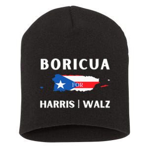 Puerto Ricans Harris 2024 Boricua For Harris Waltz Short Acrylic Beanie