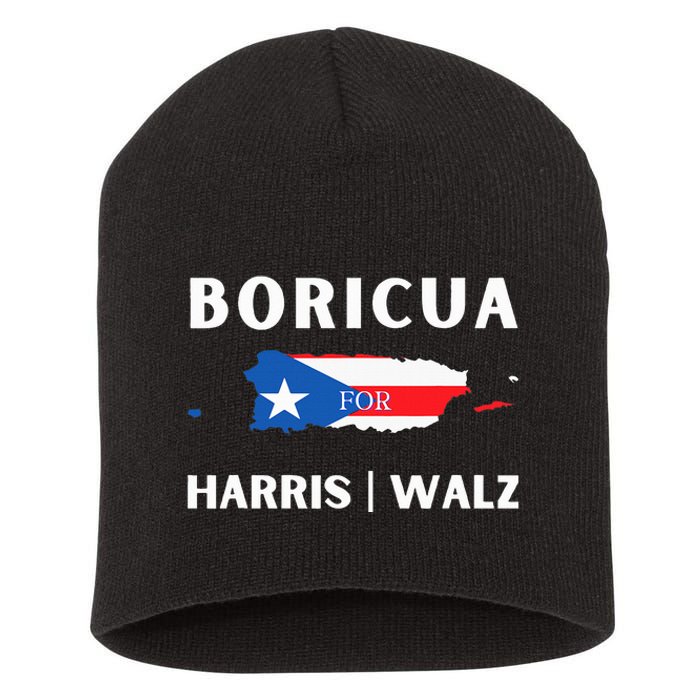 Puerto Ricans Harris 2024 Boricua For Harris Waltz Short Acrylic Beanie