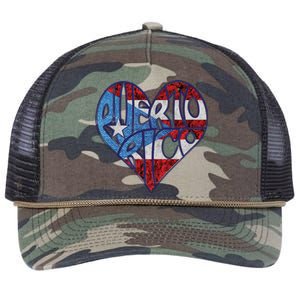 Puerto Rico Heart Retro Rope Trucker Hat Cap