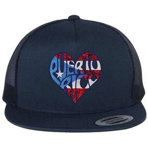 Puerto Rico Heart Flat Bill Trucker Hat