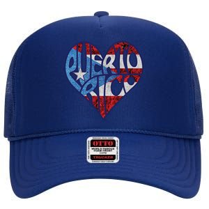 Puerto Rico Heart High Crown Mesh Back Trucker Hat