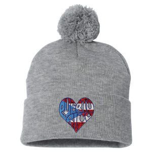 Puerto Rico Heart Pom Pom 12in Knit Beanie