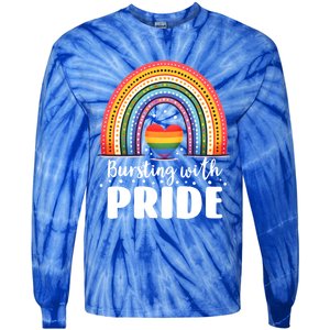 Pride Rainbow Heart Pride Gift Bursting With Pride Gift Tie-Dye Long Sleeve Shirt