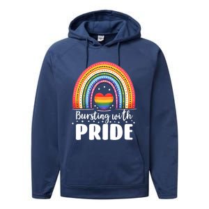 Pride Rainbow Heart Pride Gift Bursting With Pride Gift Performance Fleece Hoodie