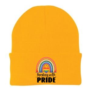 Pride Rainbow Heart Pride Gift Bursting With Pride Gift Knit Cap Winter Beanie