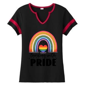 Pride Rainbow Heart Pride Gift Bursting With Pride Gift Ladies Halftime Notch Neck Tee