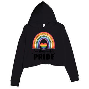 Pride Rainbow Heart Pride Gift Bursting With Pride Gift Crop Fleece Hoodie