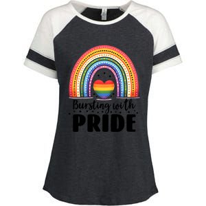 Pride Rainbow Heart Pride Gift Bursting With Pride Gift Enza Ladies Jersey Colorblock Tee