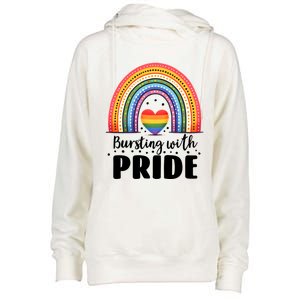 Pride Rainbow Heart Pride Gift Bursting With Pride Gift Womens Funnel Neck Pullover Hood