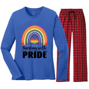 Pride Rainbow Heart Pride Gift Bursting With Pride Gift Women's Long Sleeve Flannel Pajama Set 