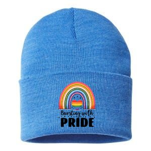 Pride Rainbow Heart Pride Gift Bursting With Pride Gift Sustainable Knit Beanie