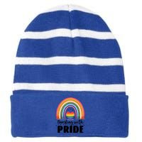 Pride Rainbow Heart Pride Gift Bursting With Pride Gift Striped Beanie with Solid Band