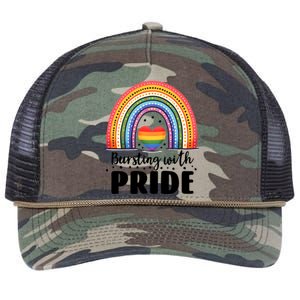 Pride Rainbow Heart Pride Gift Bursting With Pride Gift Retro Rope Trucker Hat Cap