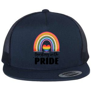 Pride Rainbow Heart Pride Gift Bursting With Pride Gift Flat Bill Trucker Hat