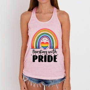 Pride Rainbow Heart Pride Gift Bursting With Pride Gift Women's Knotted Racerback Tank