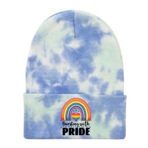 Pride Rainbow Heart Pride Gift Bursting With Pride Gift Tie Dye 12in Knit Beanie