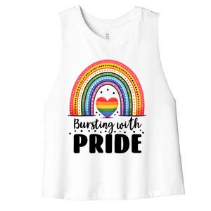 Pride Rainbow Heart Pride Gift Bursting With Pride Gift Women's Racerback Cropped Tank