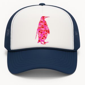 Pink Red Heart Valentines Day Gift Cute Gift Penguin Funny Gift Trucker Hat