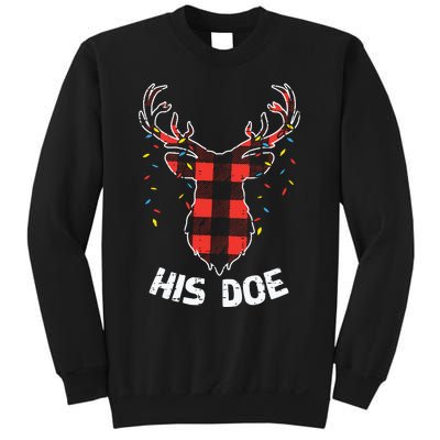 Plaid Reindeer His Doe Matching Christmas Couple Women Pj Sweatshirt