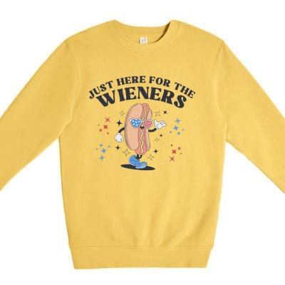 Patriotic Retro Hot Dog 4th Of July Design Premium Crewneck Sweatshirt