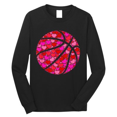 Pink Red Heart Valentines Day Gift Women Girls Basketball Long Sleeve Shirt