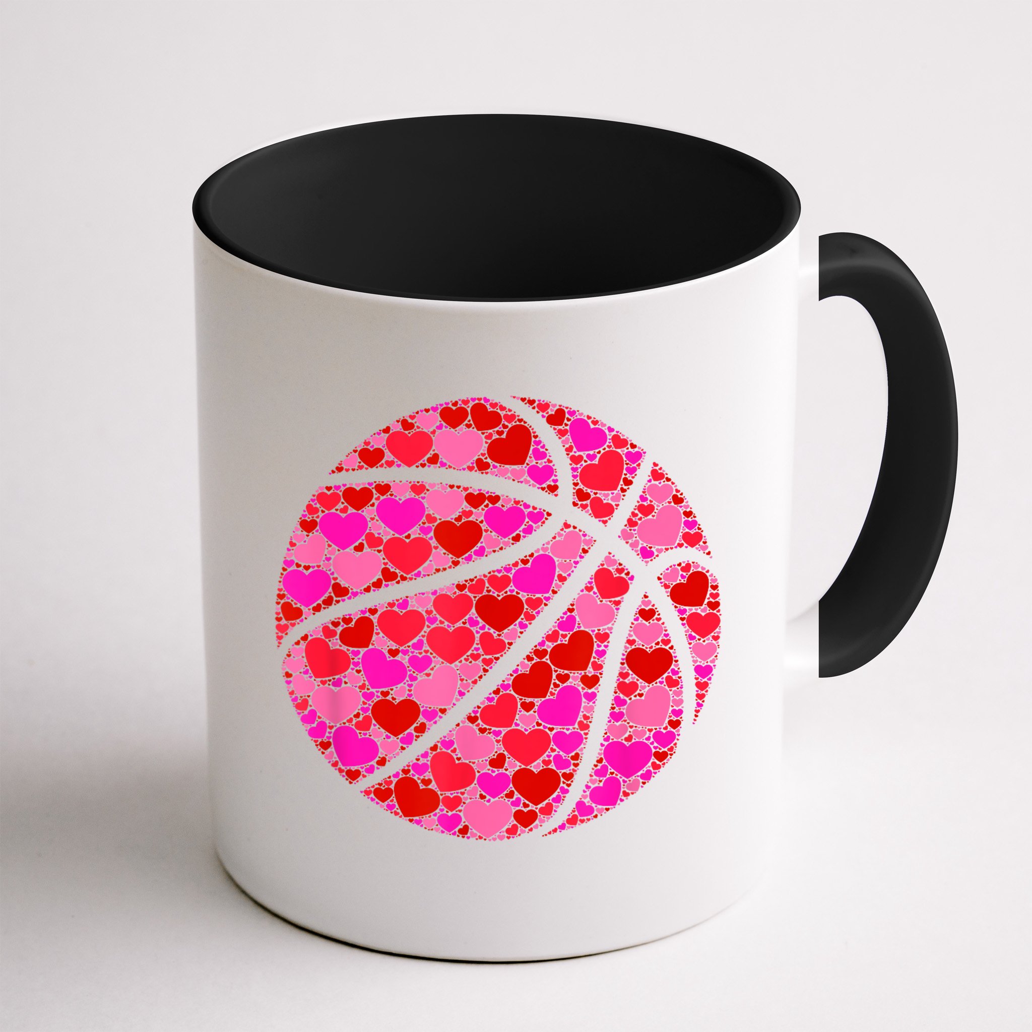 Pink Red Heart Valentines Day Gift Women Girls Basketball Mug