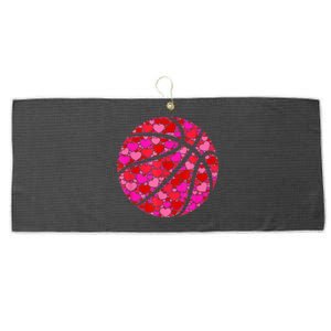 Pink Red Heart Valentines Day Gift Women Girls Basketball Large Microfiber Waffle Golf Towel