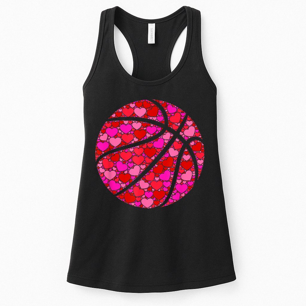 Pink Red Heart Valentines Day Gift Women Girls Basketball Womens Tank Top