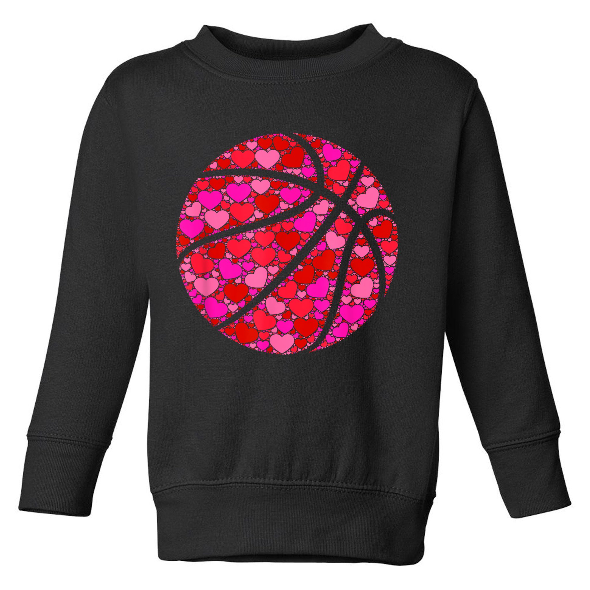 Pink Red Heart Valentines Day Gift Women Girls Basketball Toddler Sweatshirt