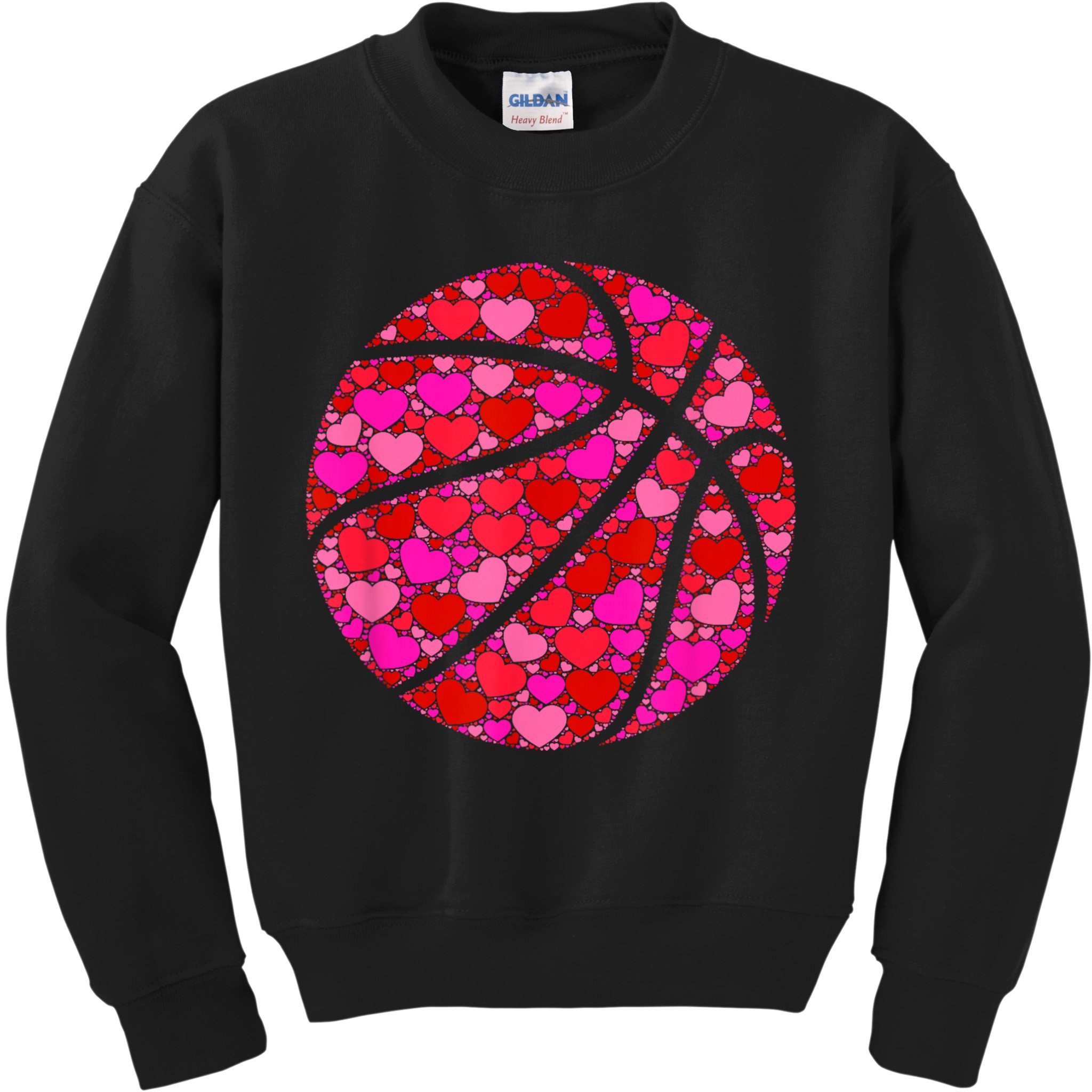 Pink Red Heart Valentines Day Gift Women Girls Basketball Kids Sweatshirt