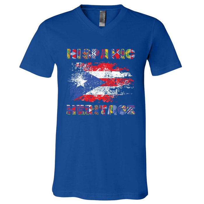 Puerto Rico Hispanic Heritage Month Gift Design Idea Gift V-Neck T-Shirt