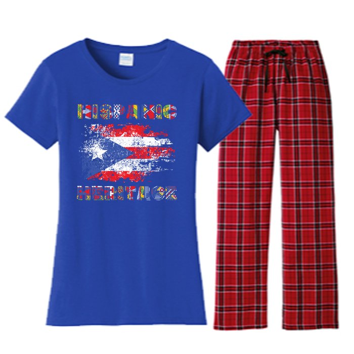 Puerto Rico Hispanic Heritage Month Gift Design Idea Gift Women's Flannel Pajama Set