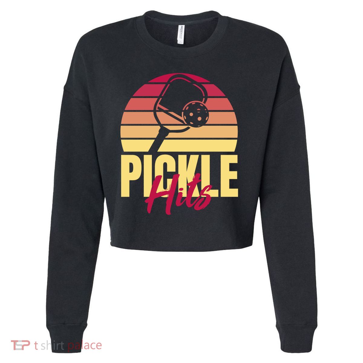Pickleball Retro Hits Cropped Pullover Crew