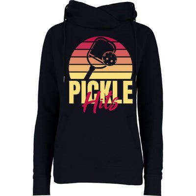 Pickleball Retro Hits Womens Funnel Neck Pullover Hood