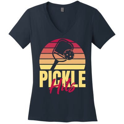 Pickleball Retro Hits Women's V-Neck T-Shirt