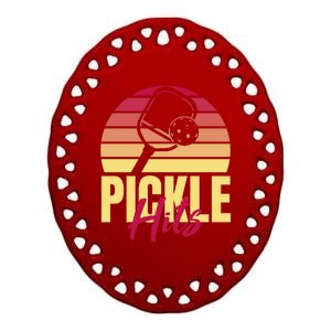 Pickleball Retro Hits Ceramic Oval Ornament